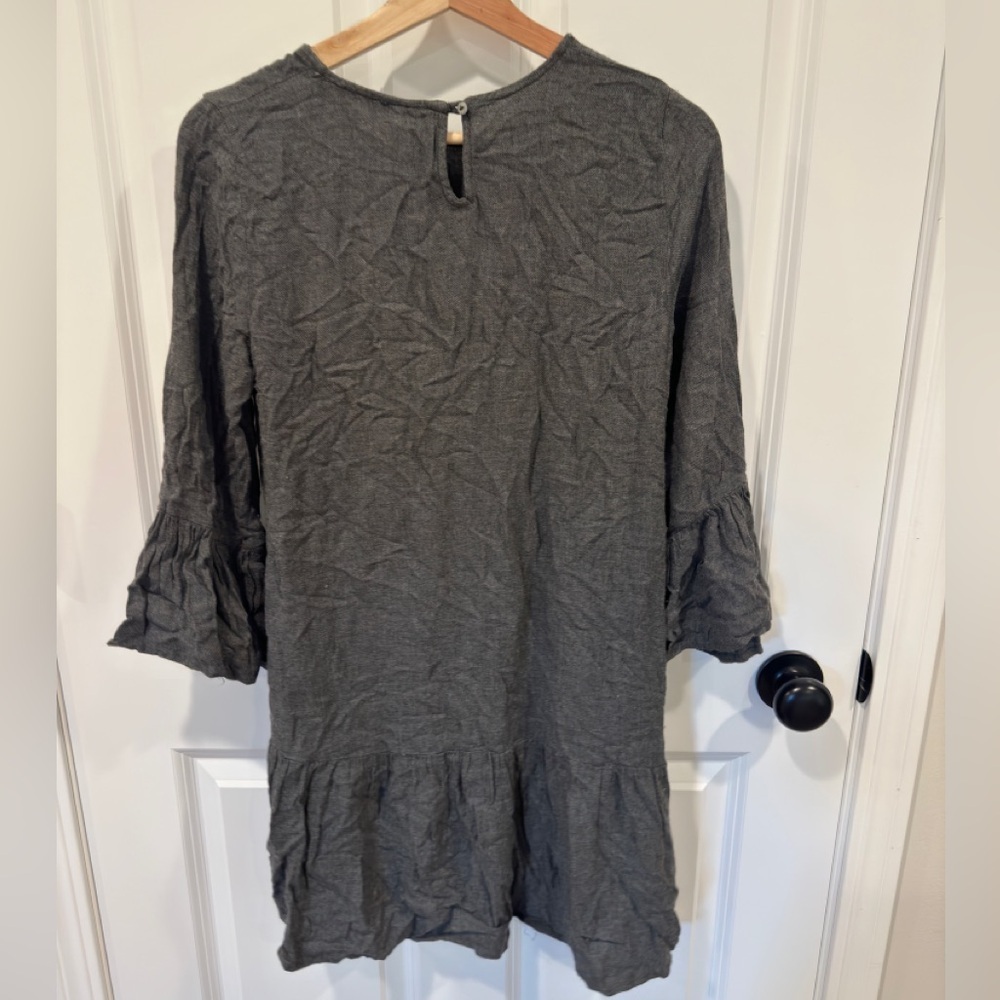 Pull & Bear Flower Embroidered Grey Dress - Picture 2 of 3